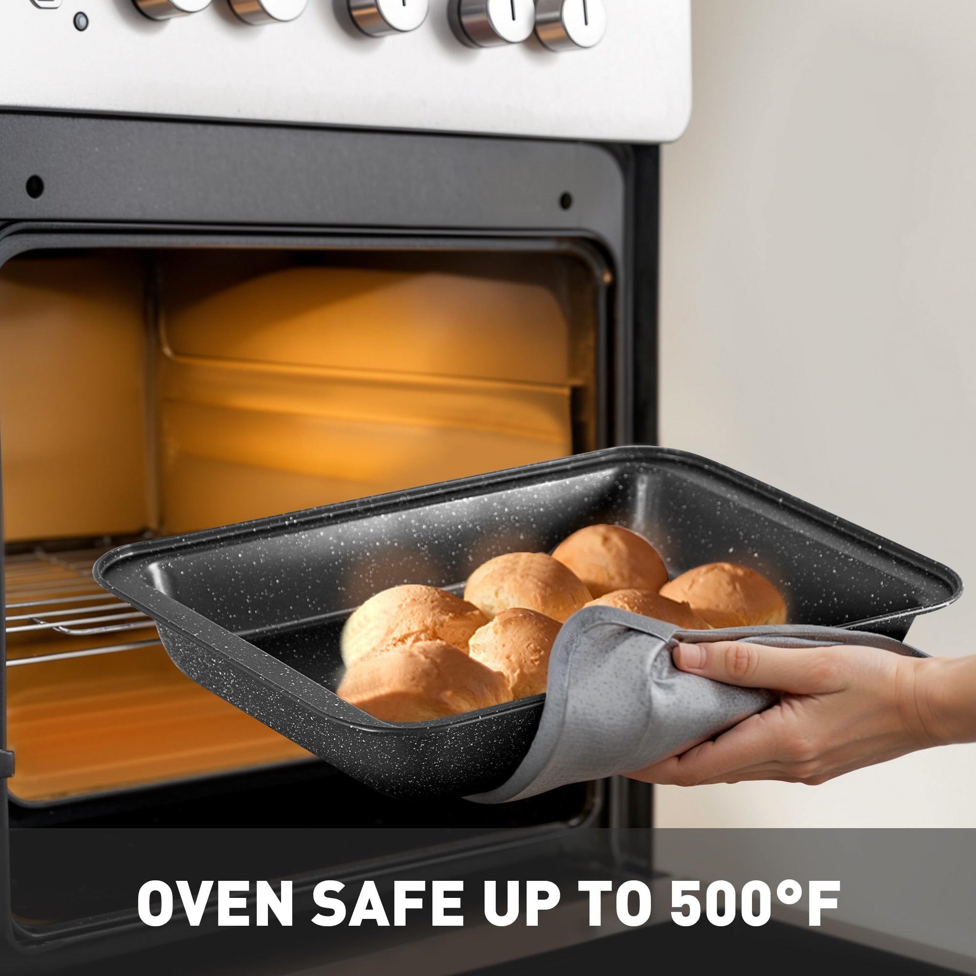 17-Piece Kitchen Granite Cookware Set, Non-stick Cooking Pots and Pans Set