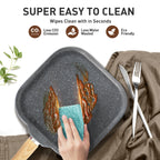 17-Piece Kitchen Granite Cookware Set, Non-stick Cooking Pots and Pans Set