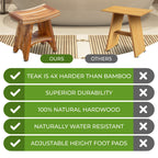 EcoDecors, Serenity, Teak Shower Bench, Teak Shower Stool, Teak Corner Shower Bench, 18 Inch, With Shelf