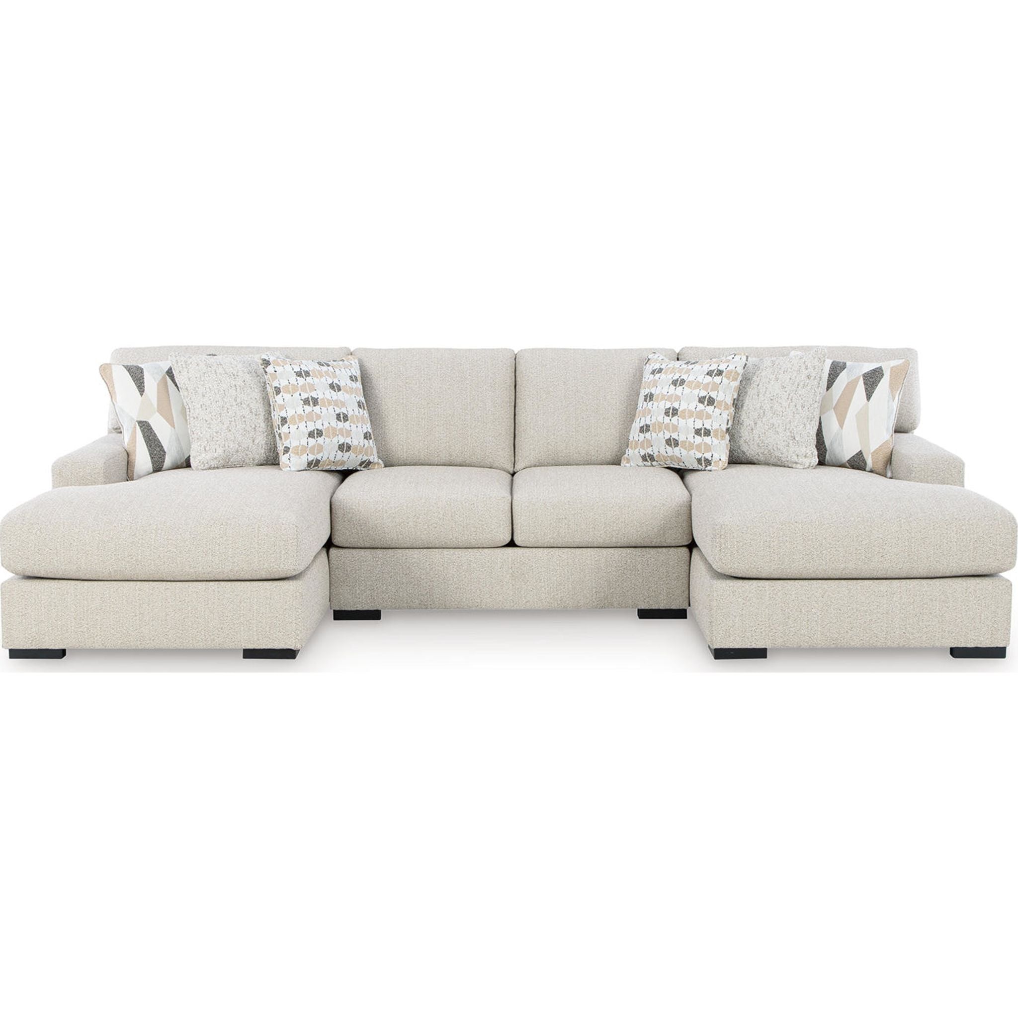 Laurelgrove 3 Piece Sectional with Double Chaise - Pebble