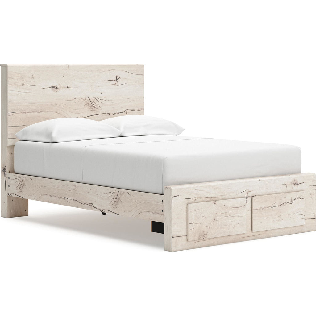 Lawroy Full Panel Bed with Footboard Storage - Light Natural