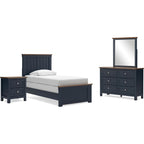 Landocken 6 Piece Panel Bedroom - Blue/Brown