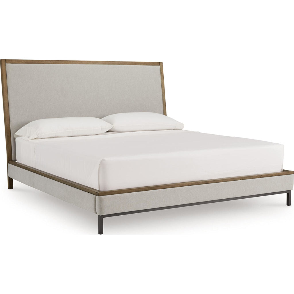 Tomtyn Upholstered Bed - Light Brown
