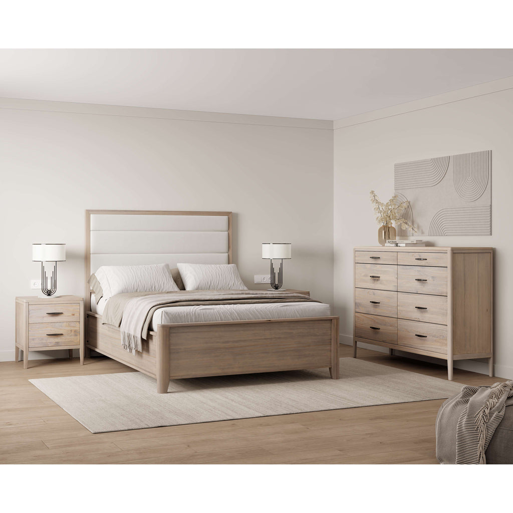 Ellesmere 6 Piece Panel Bedroom - Champagne/White