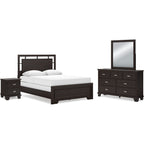 Covetown 6 Piece Queen Panel Bedroom - Dark Brown