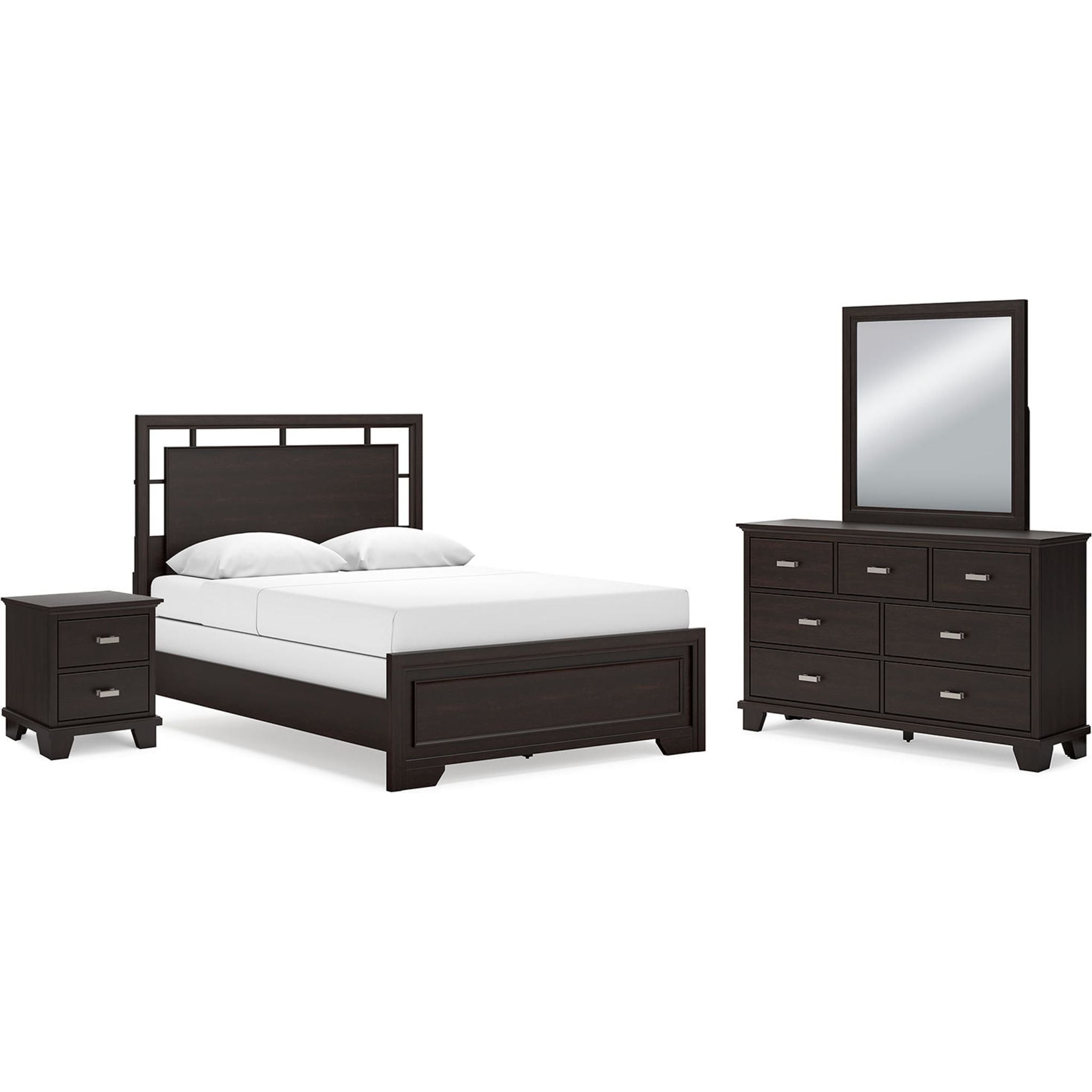 Covetown 6 Piece Queen Panel Bedroom - Dark Brown
