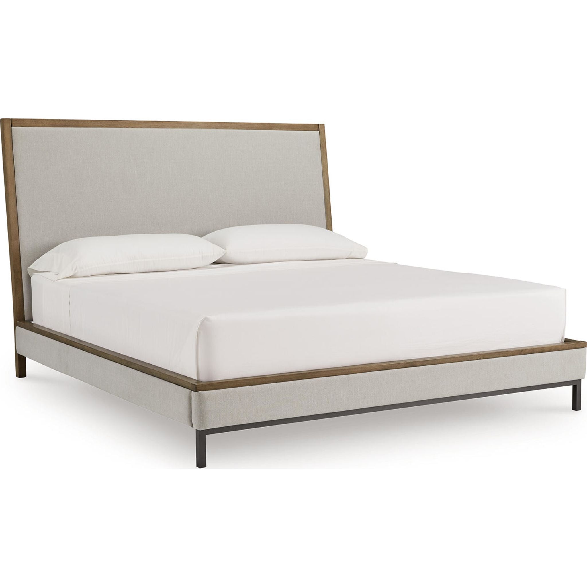 Tomtyn Upholstered Bed - Light Brown
