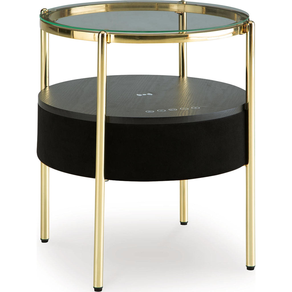 Nedman Accent Table with Speaker - Black/Gold Finish