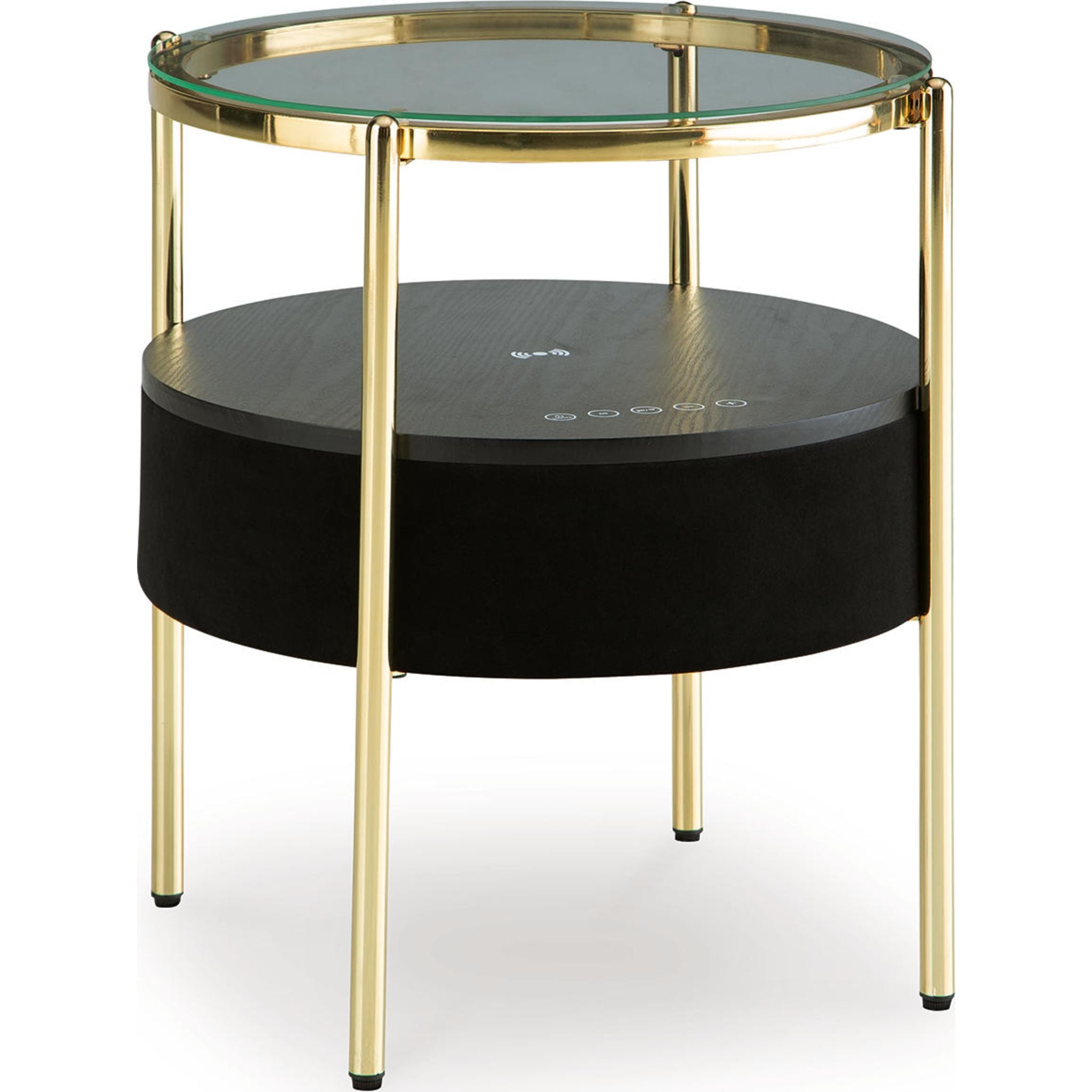 Nedman Accent Table with Speaker - Black/Gold Finish