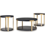 Shylore 3 Pack Tables - Black/Brass Finish