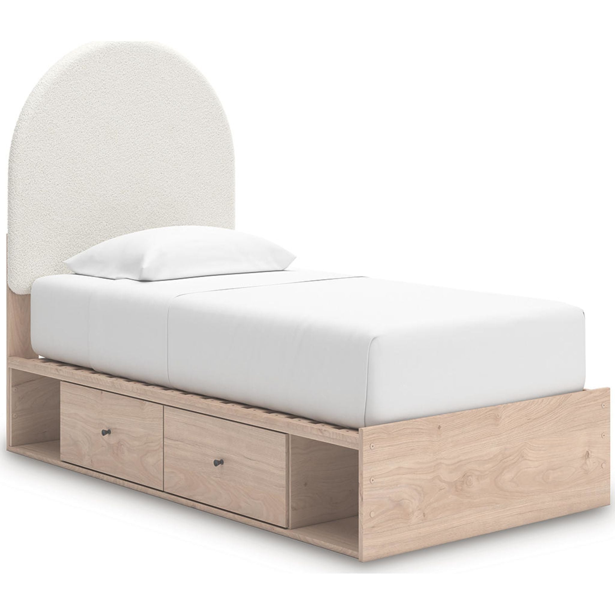 Arloster Platform Bed with 2 Drawer Storage - Tan/White