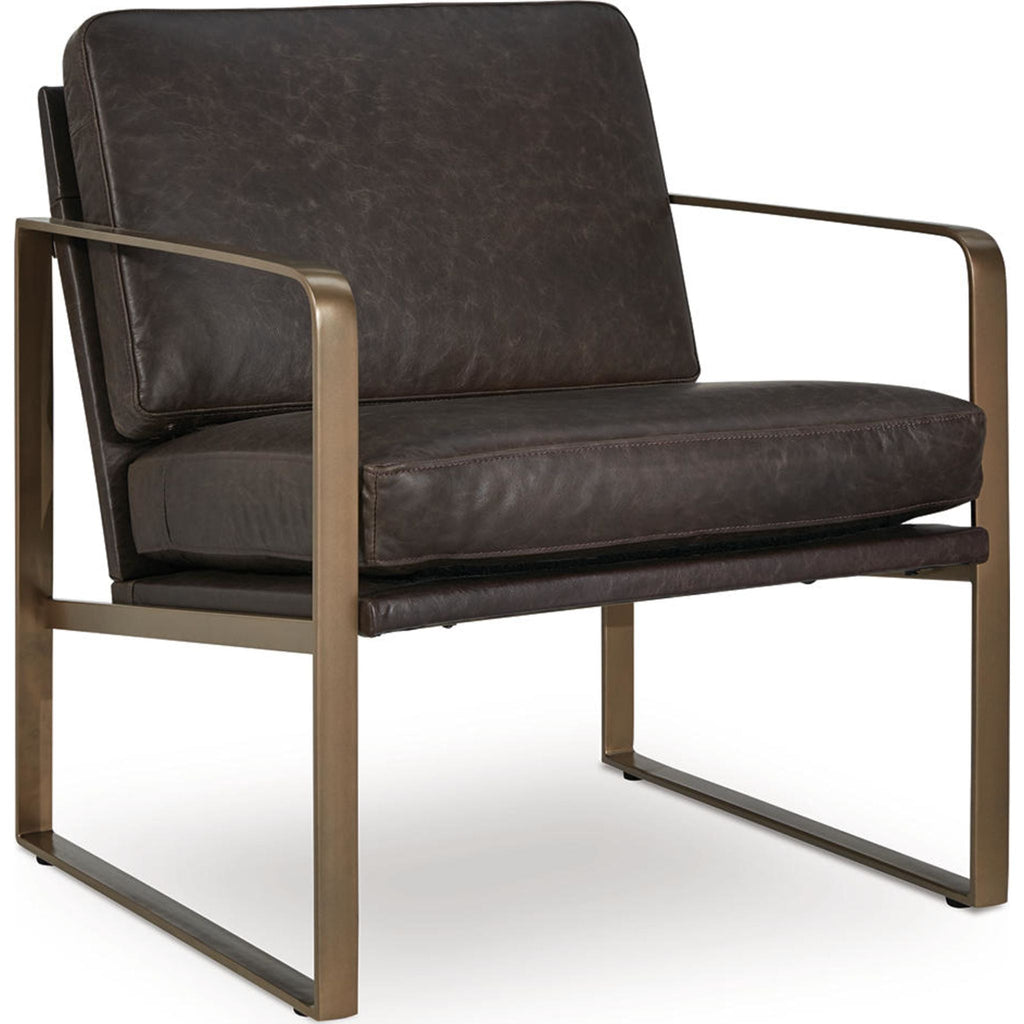 Bradett Accent Chair - Dark Brown/Gold Finish