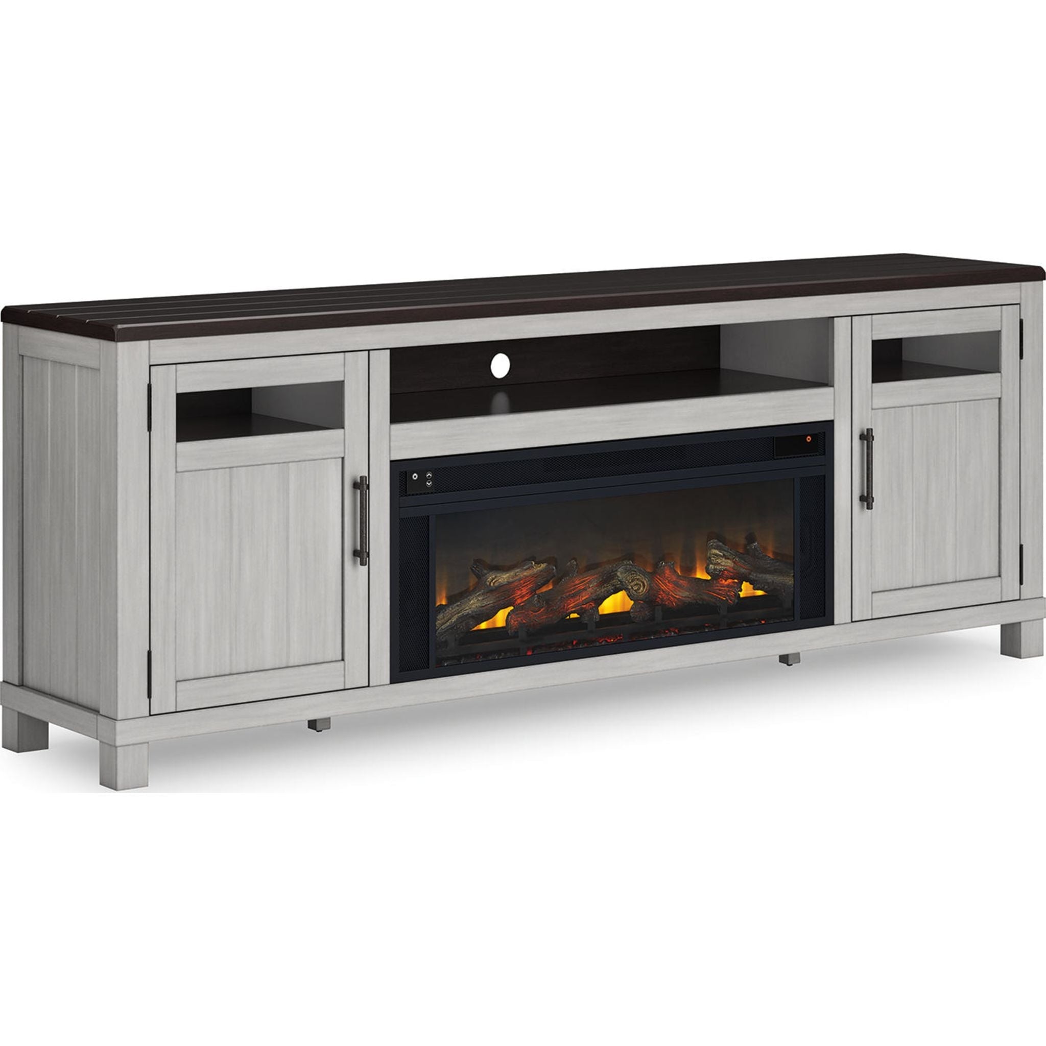 Darborn TV Stand with Fireplace - Gray/Brown