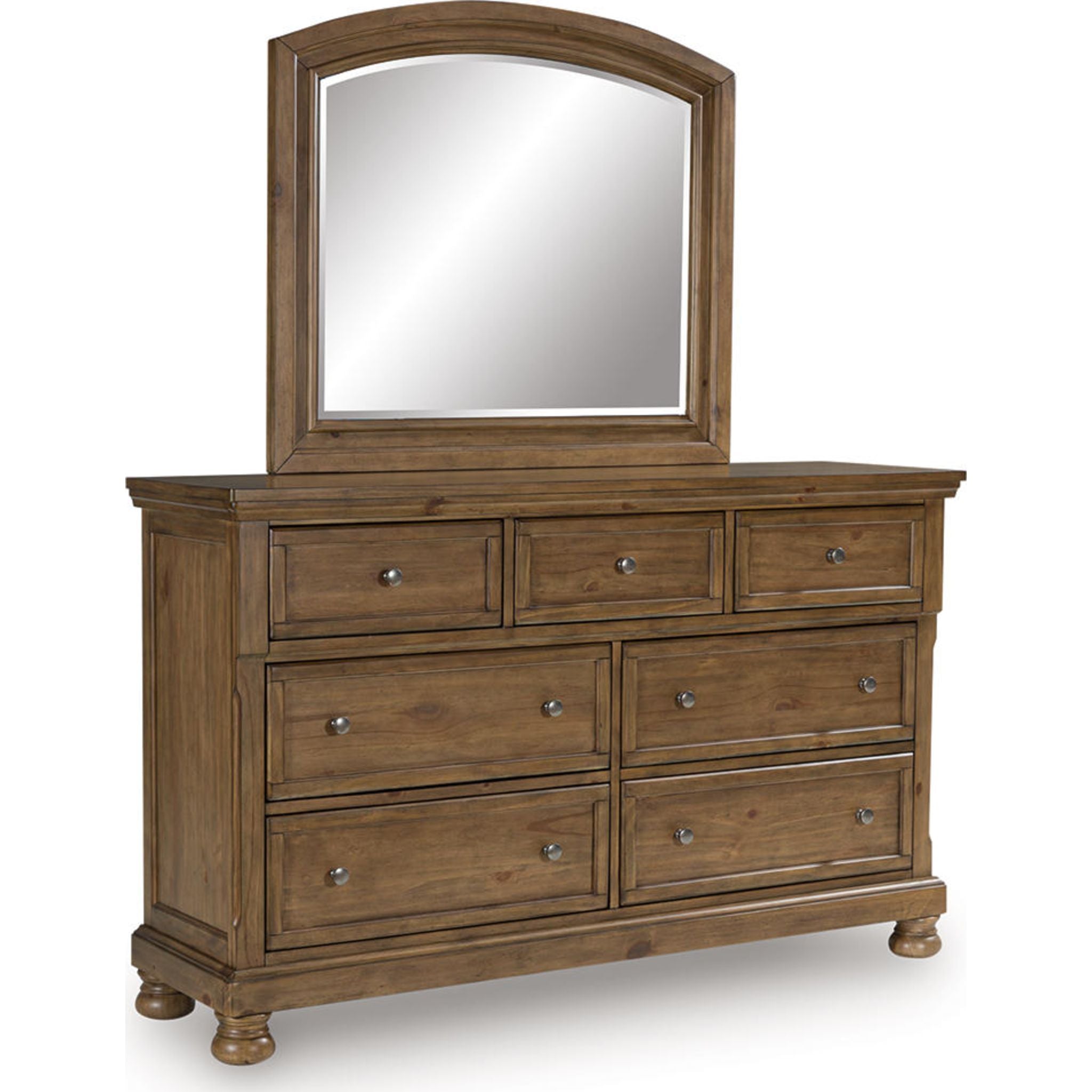 Feddinger Dresser and Mirror - Medium Brown