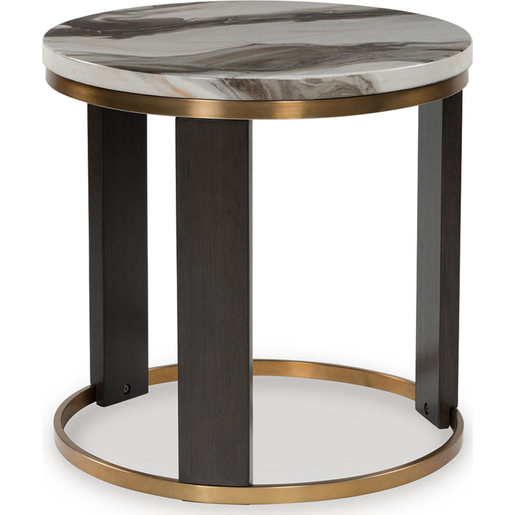 Jazmore End Table - Brown/Brass Finish