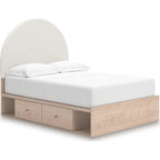 Arloster Platform Bed with 2 Drawer Storage - Tan/White