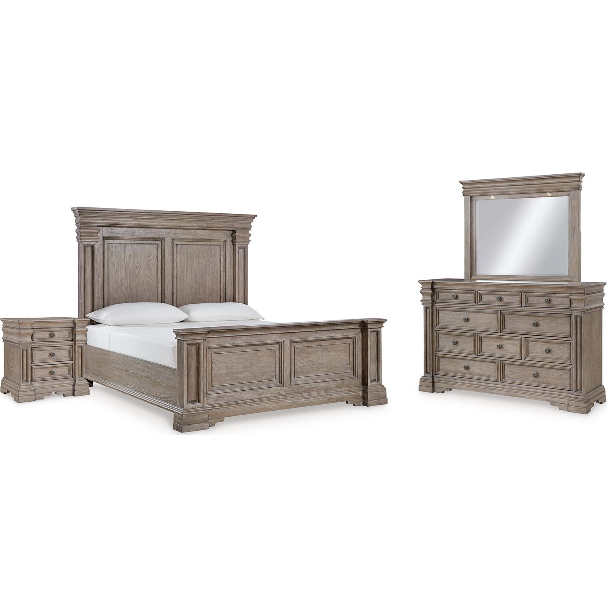 Blairhurst 6 Piece King Panel Bedroom - Light Grayish Brown