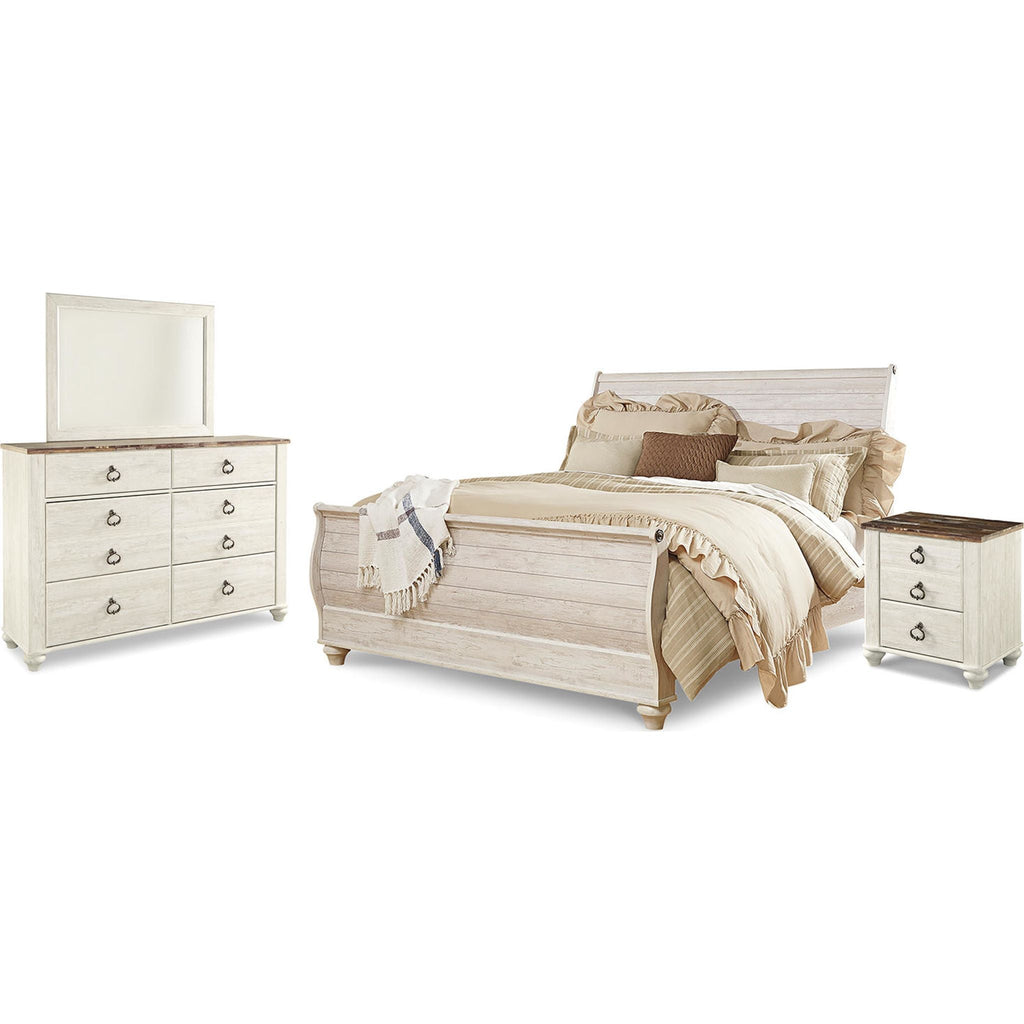 Willowton 6 Piece King Sleigh Bedroom - Whitewash