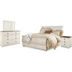 Willowton 6 Piece King Sleigh Bedroom - Whitewash
