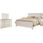Willowton 5 Piece King Panel Bedroom - Whitewash