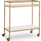 Plattfield Bar Cart - Antique Gold Finish