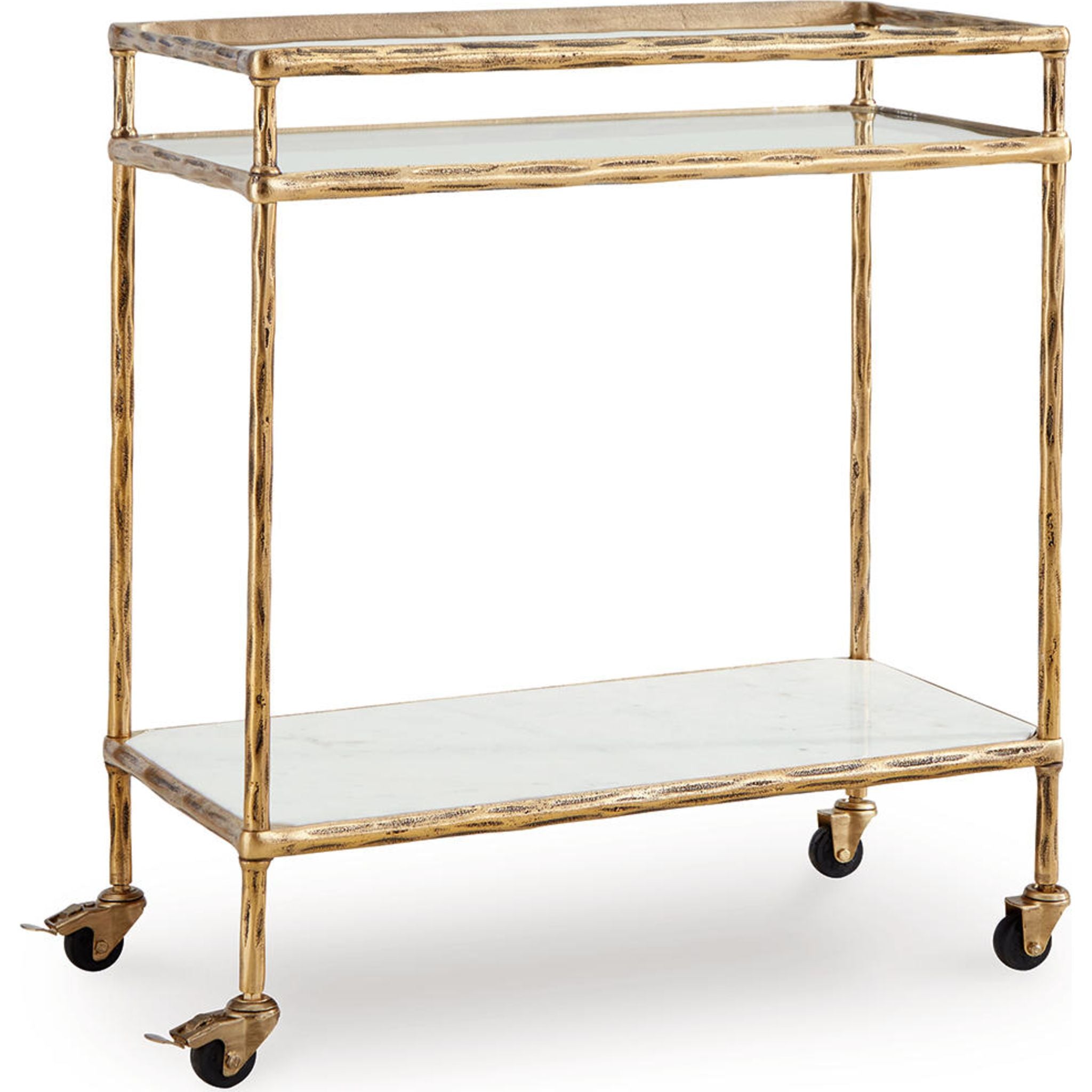 Plattfield Bar Cart - Antique Gold Finish