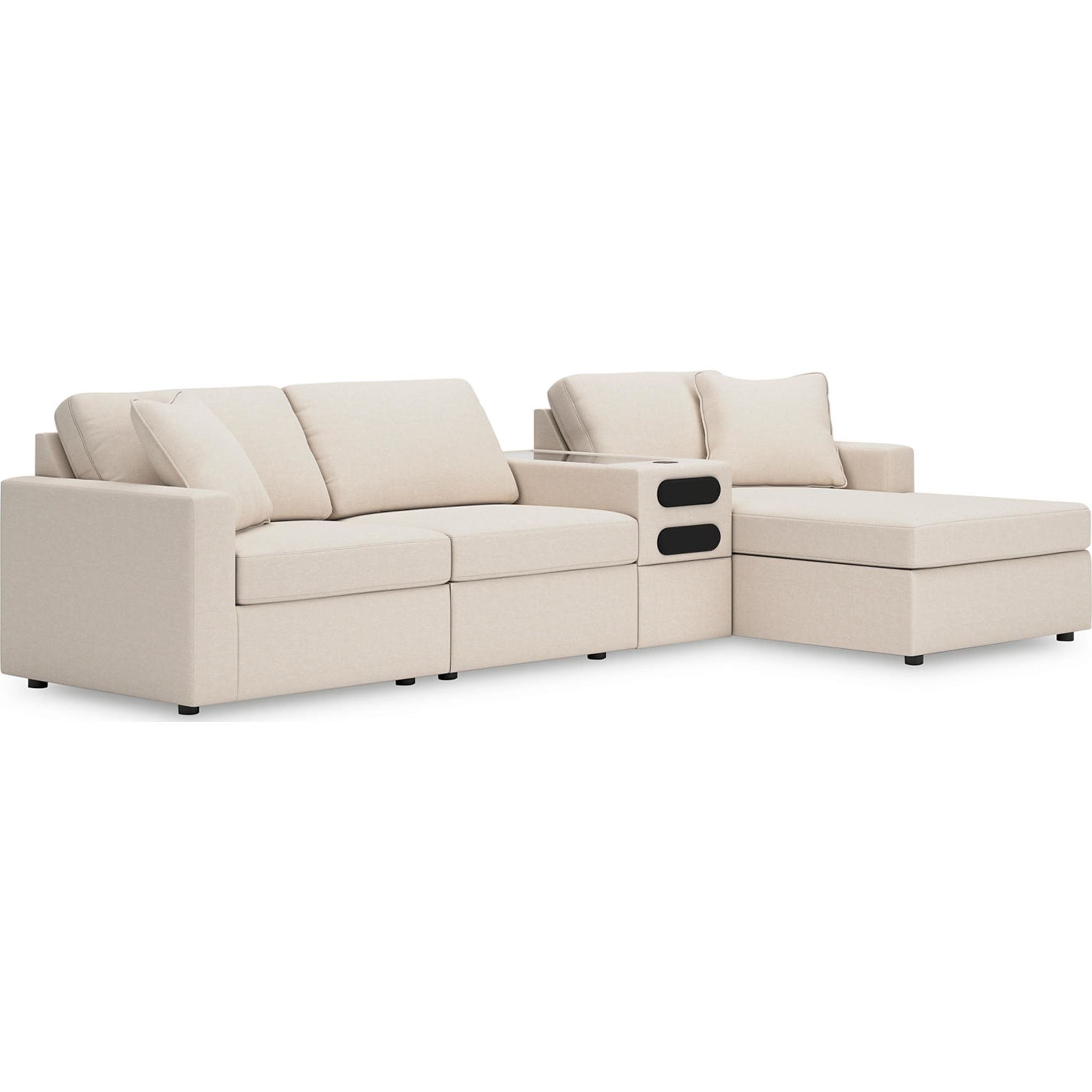Modmax 4 Piece Modular Sectional with Chaise and Audio Console
