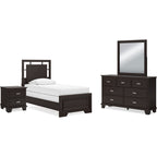 Covetown 6 Piece Twin Panel Bedroom - Dark Brown