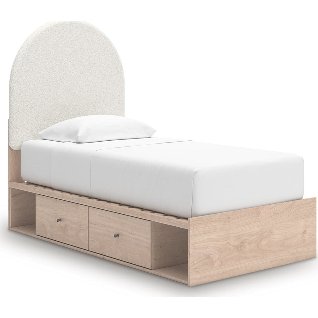 Arloster Platform Bed with 4 Drawer Storage - Tan/White