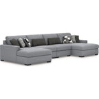 Bealton 4 Piece Sectional with Double Chaise - Salt and Pepper