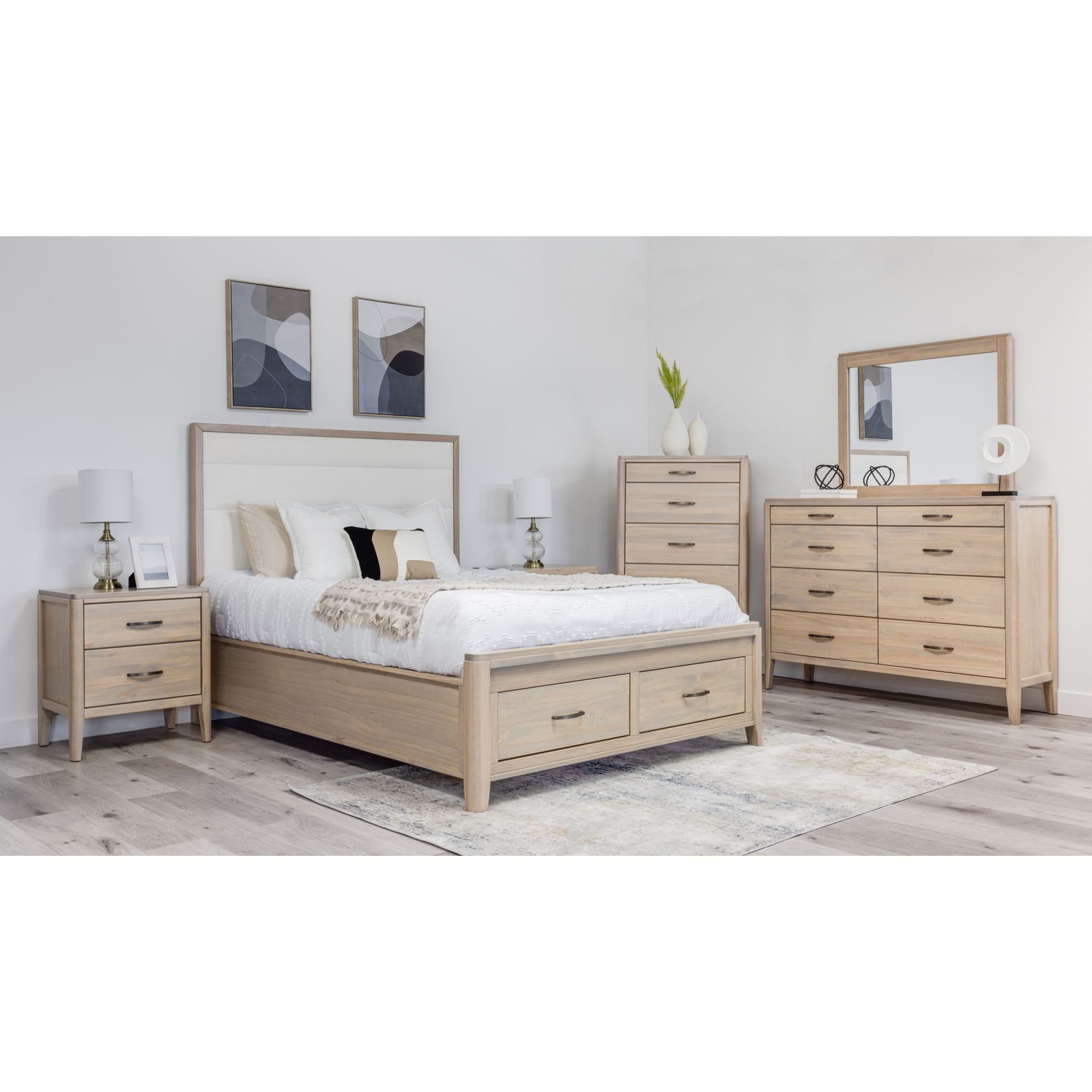 Ellesmere 6 Piece Full Storage Bedroom - Champagne/White