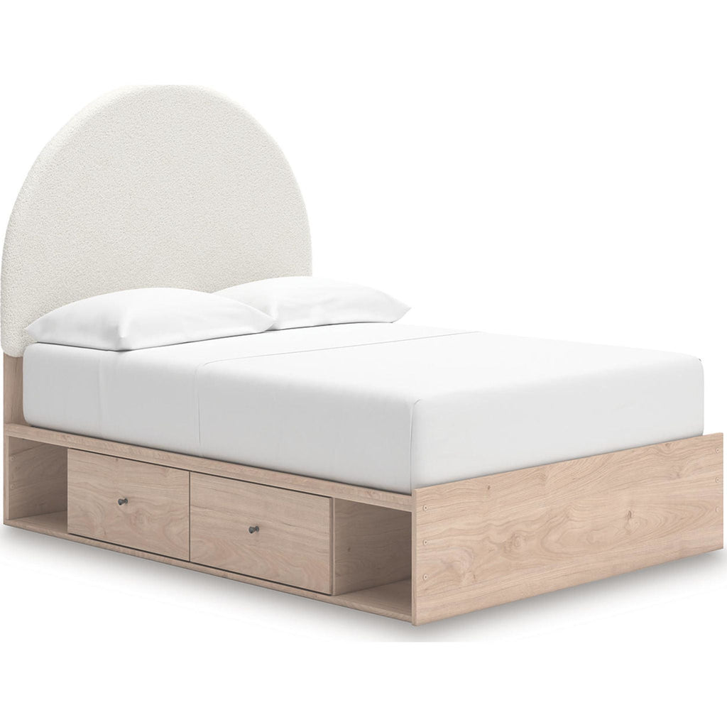 Arloster Platform Bed with 2 Drawer Storage - Tan/White