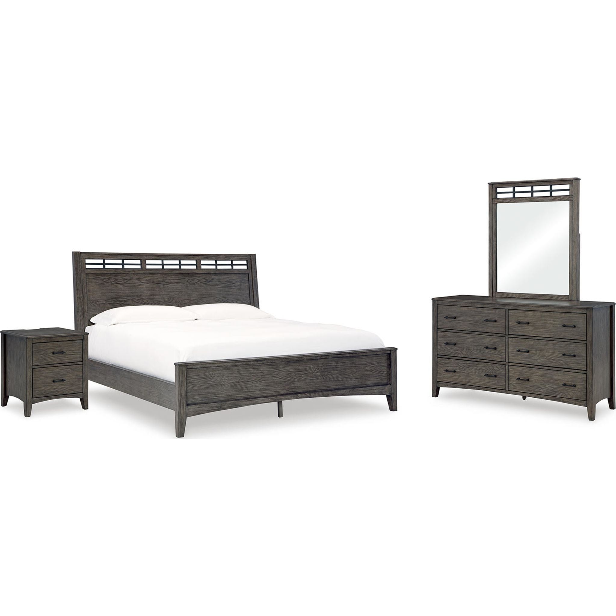 Montillan 6 Piece King Panel Bedroom - Grayish Brown