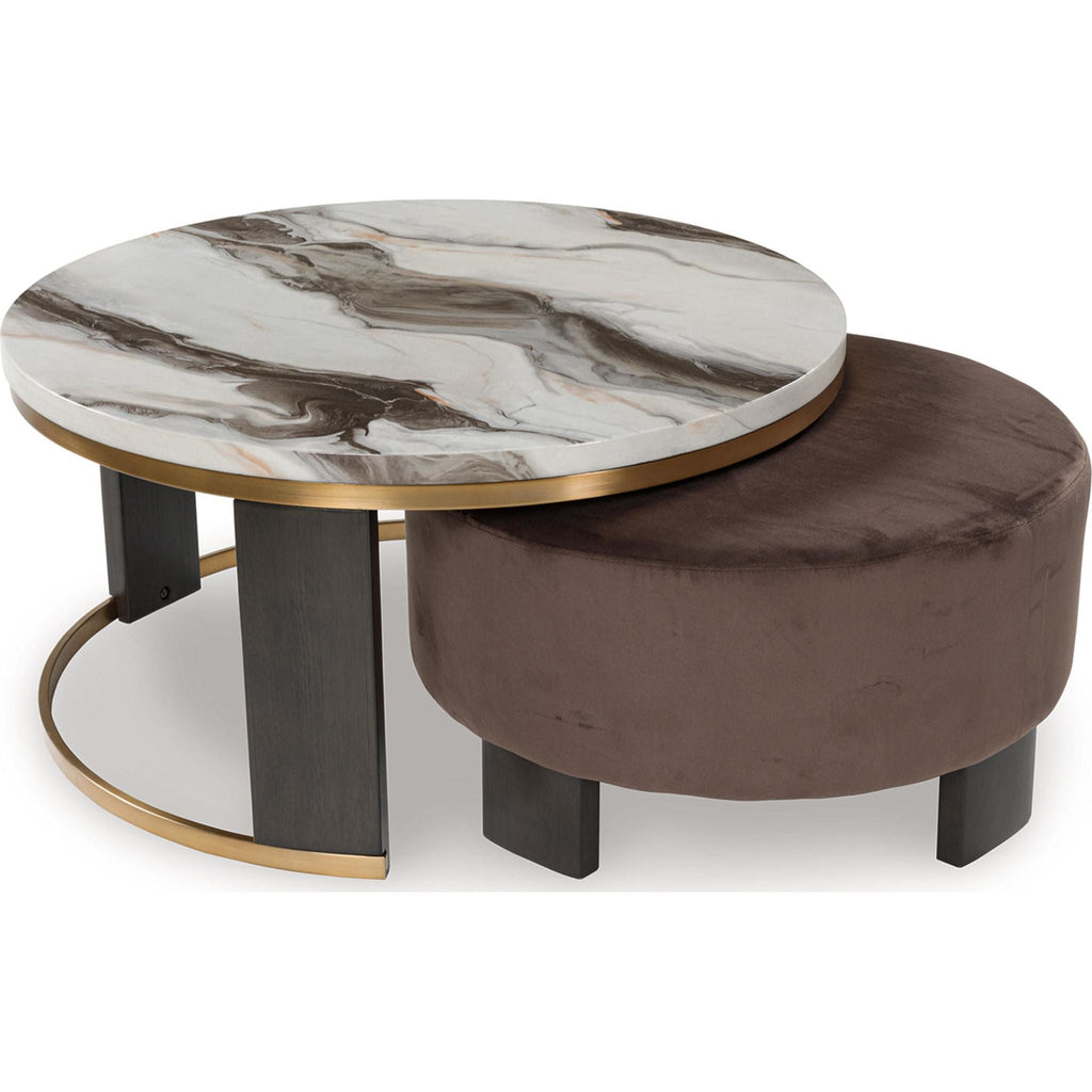 Jazmore Nesting Cocktail Table (Set of 2) - Brown/Brass Finish