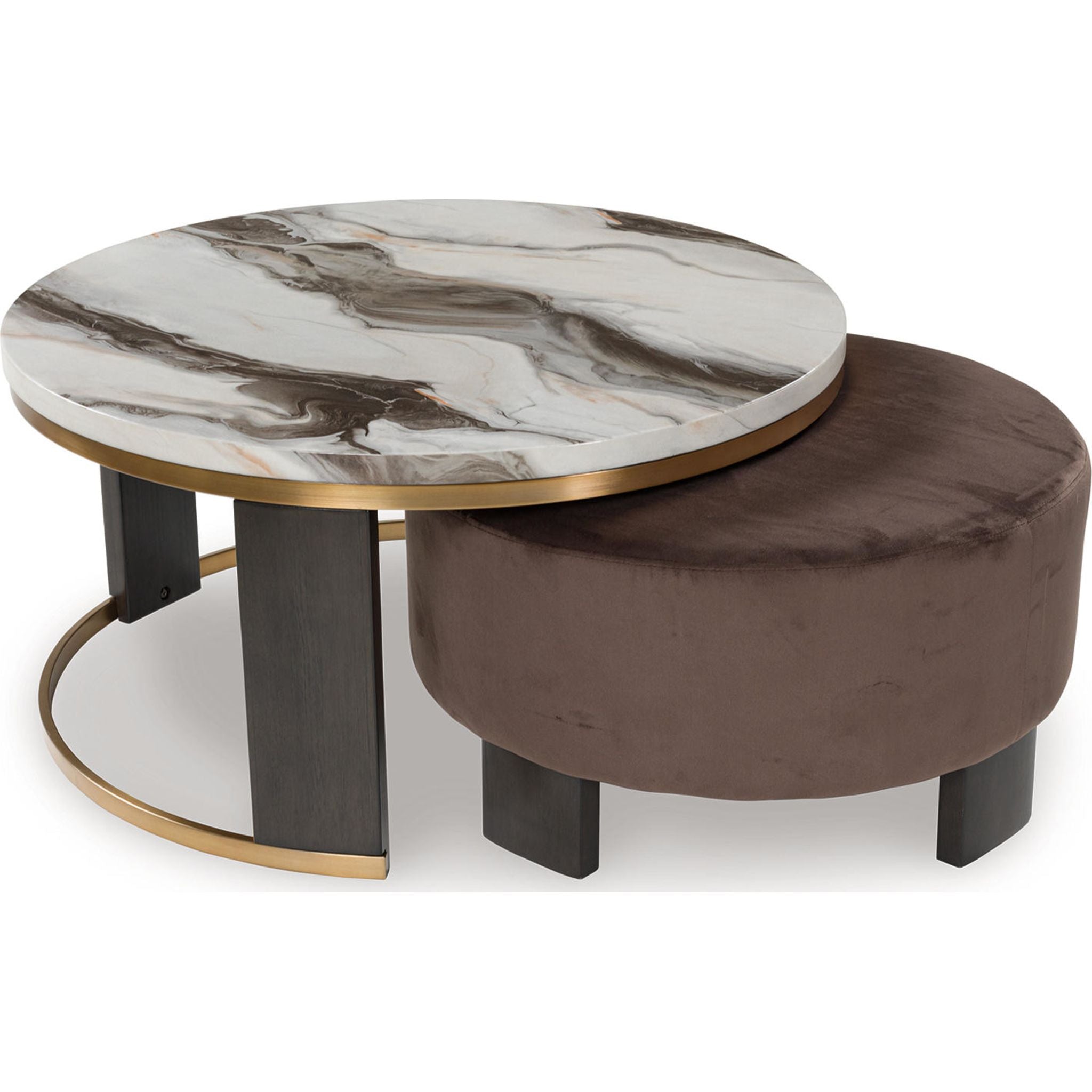 Jazmore Nesting Cocktail Table (Set of 2) - Brown/Brass Finish