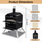 2-Layer Outdoor Pizza Oven Wood Fired Pizza Maker Outside Pizza Grill for Camping - 16 inch