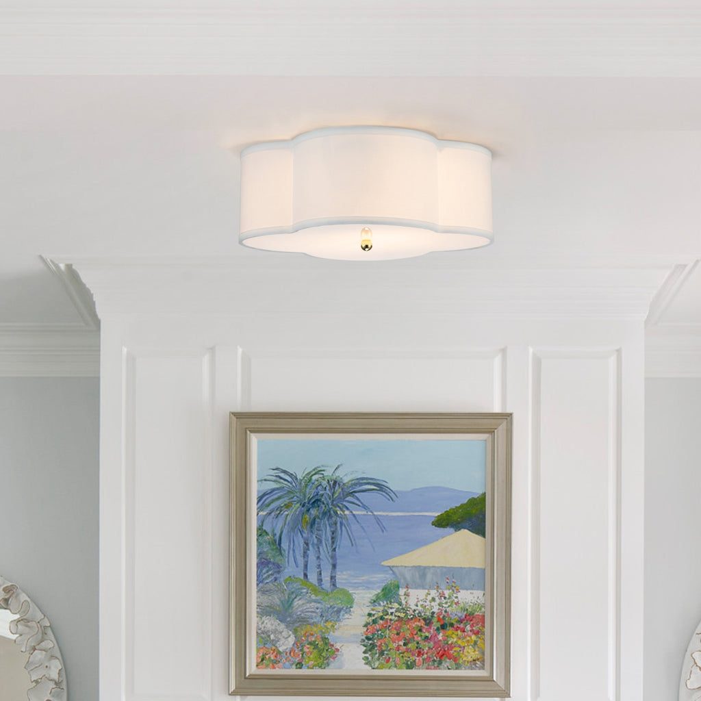 2-Light White Linen Flush Mount with Acrylic diffuser