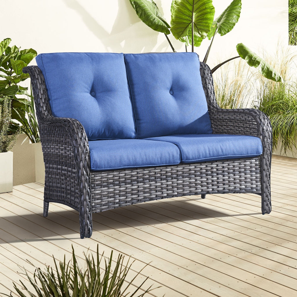 Gymojoy Outdoor Loveseat Wicker Sofa Set Rattan Sofa