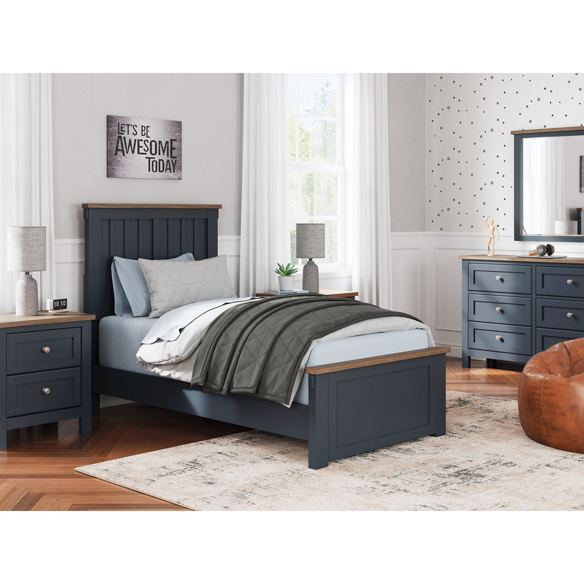 Landocken Panel Bed - Blue/Brown