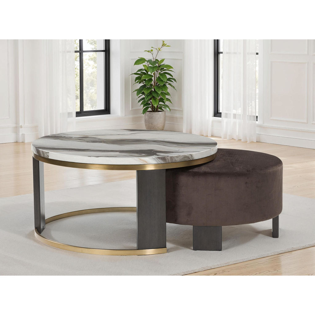 Jazmore Nesting Cocktail Table (Set of 2) - Brown/Brass Finish