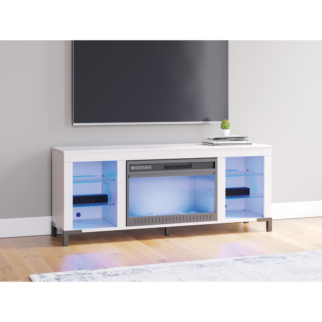 Brollevi TV Stand with Fireplace - White