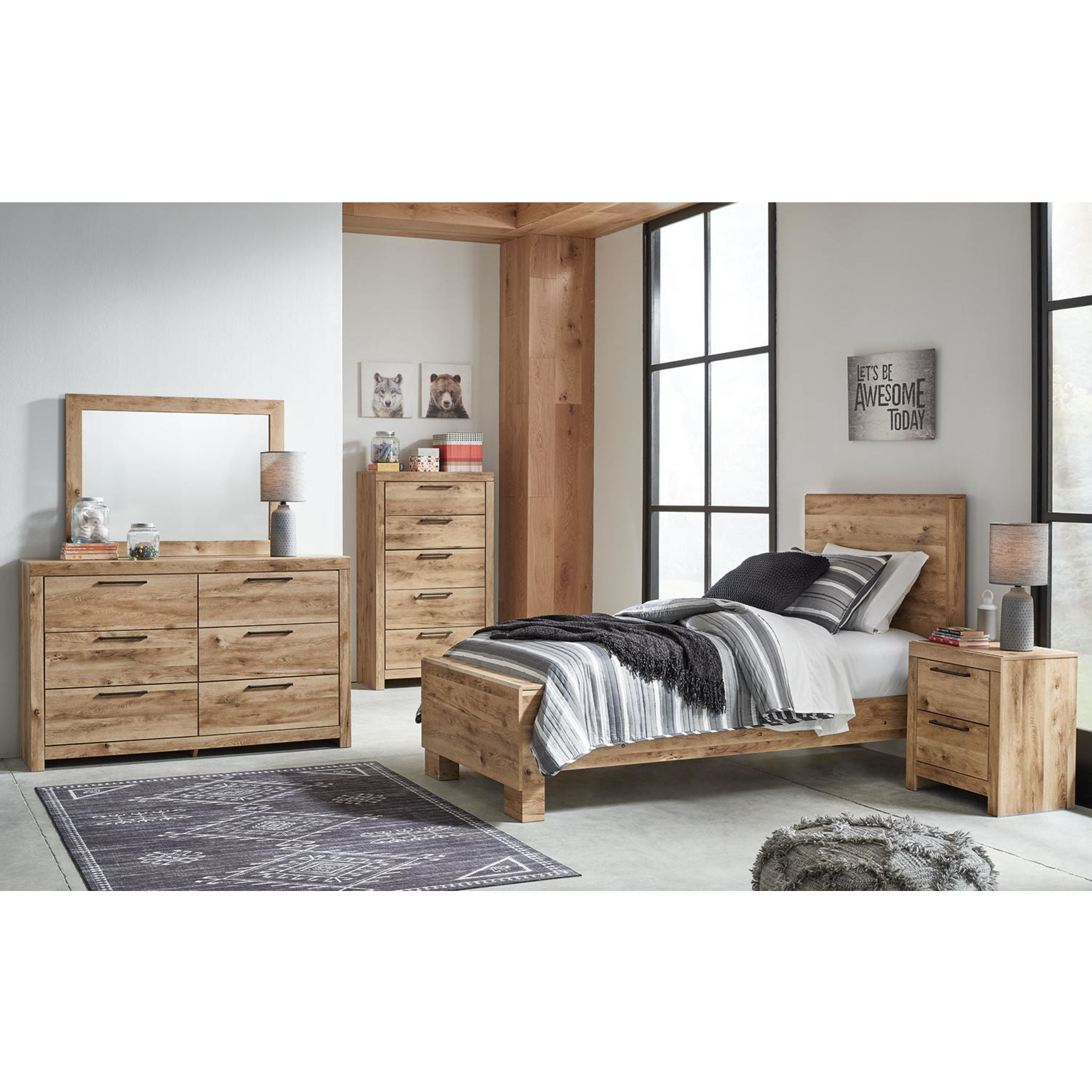 Hyanna 6 Piece Panel Bedroom - Tan Brown