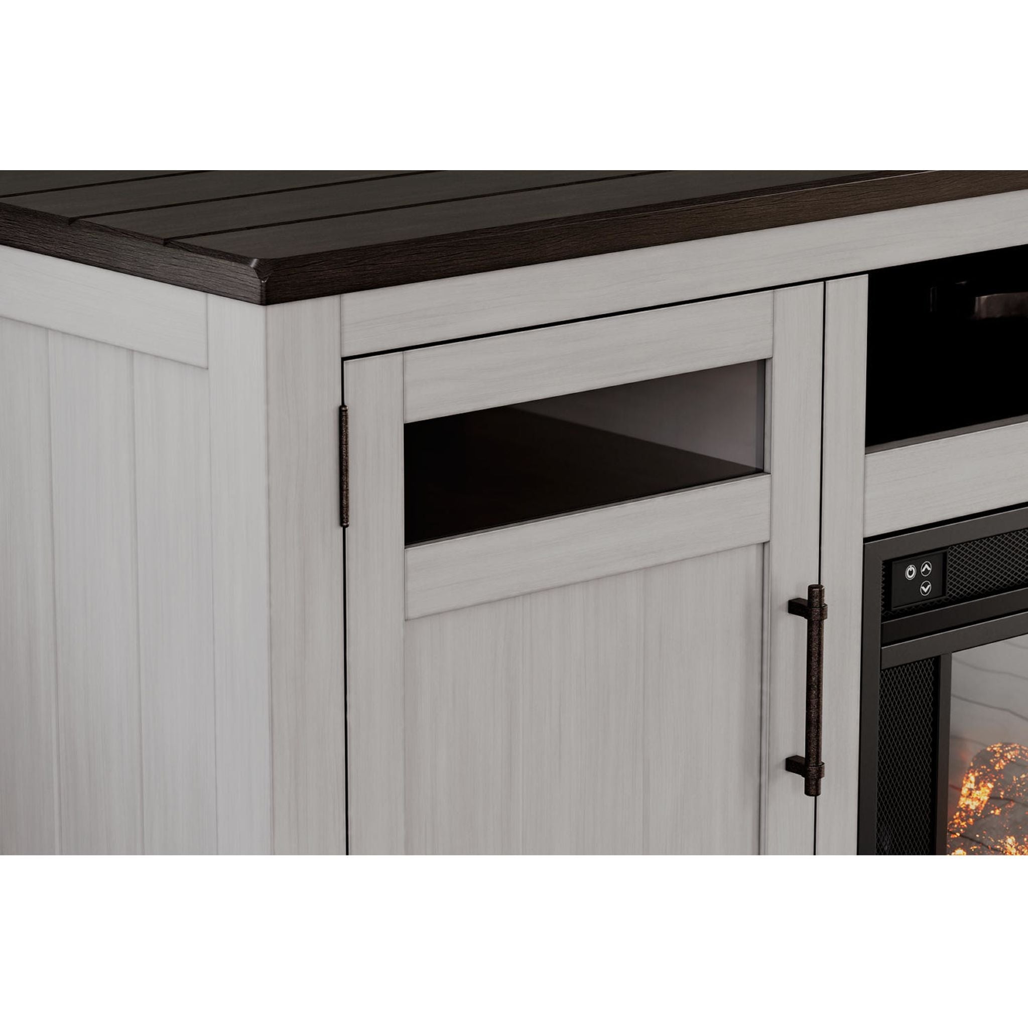 Darborn TV Stand with Fireplace - Gray/Brown