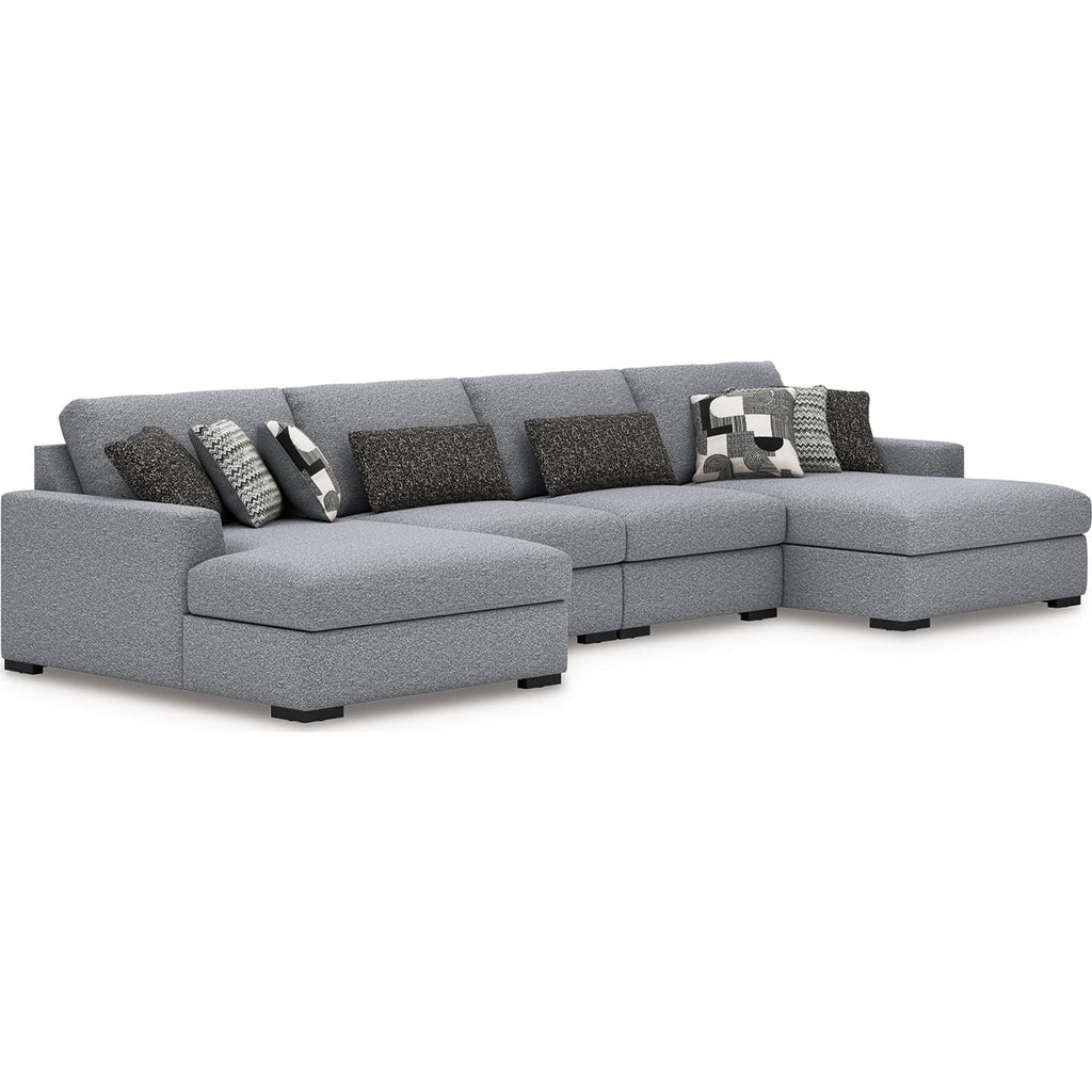 Bealton 4 Piece Sectional with Double Chaise - Salt and Pepper