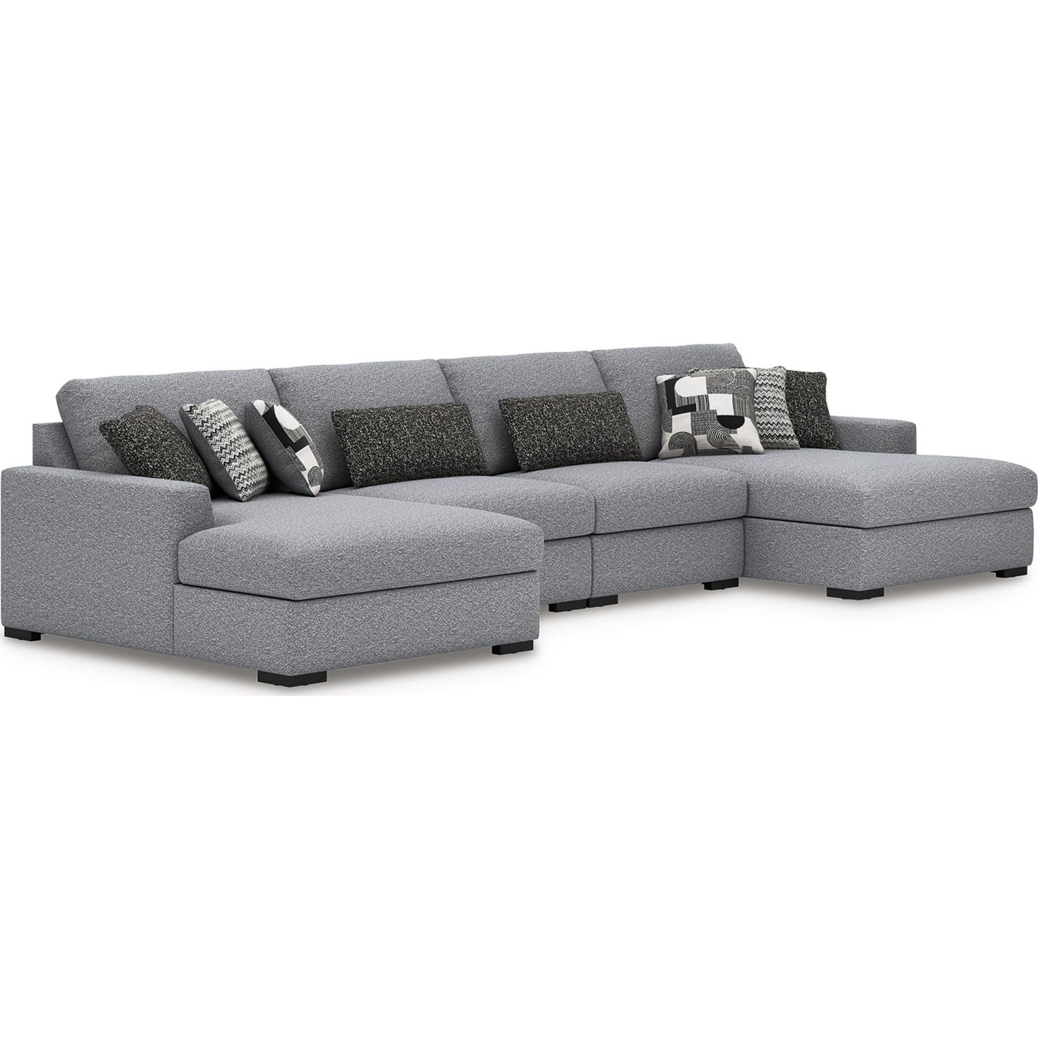 Bealton 4 Piece Sectional with Double Chaise - Salt and Pepper