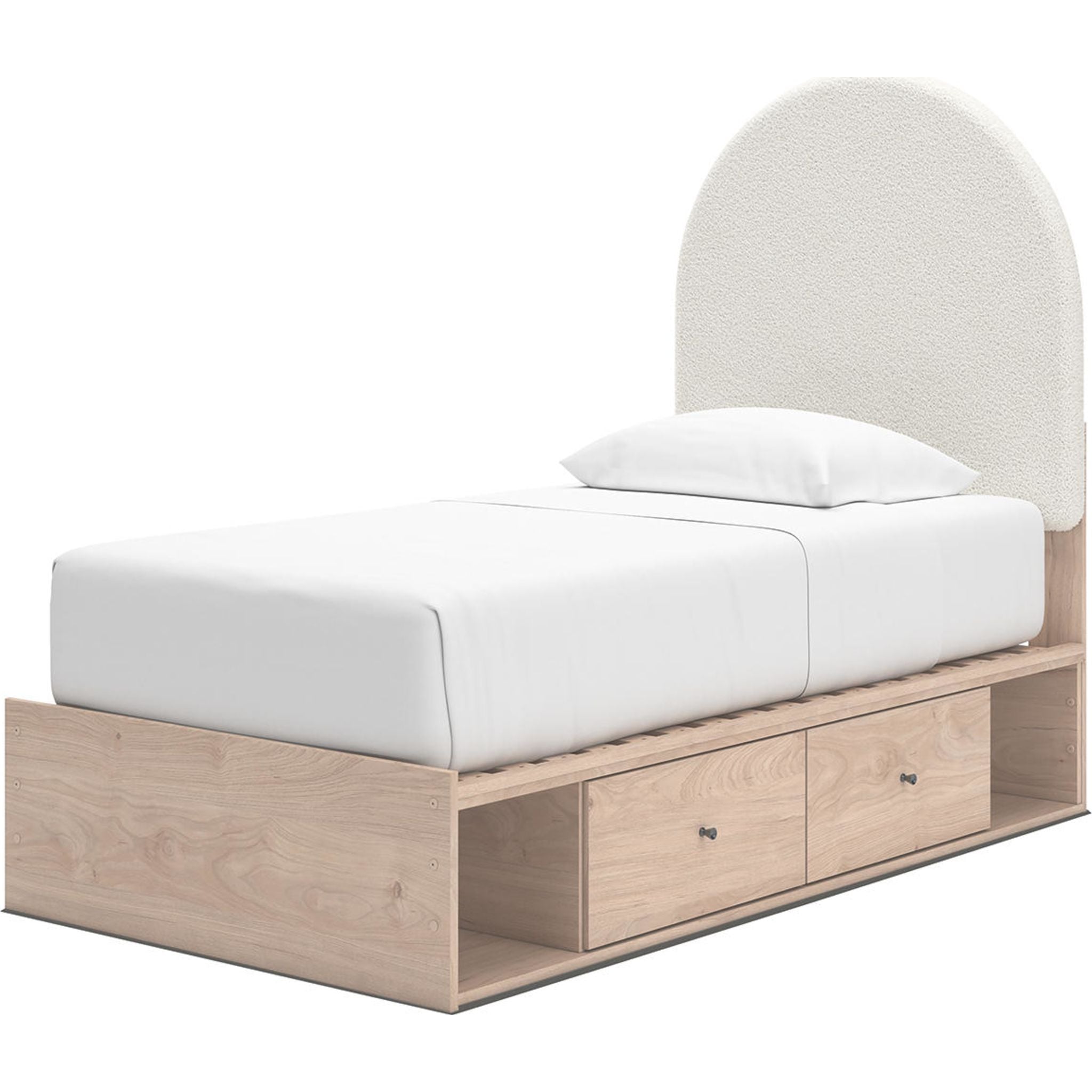 Arloster Platform Bed with 4 Drawer Storage - Tan/White