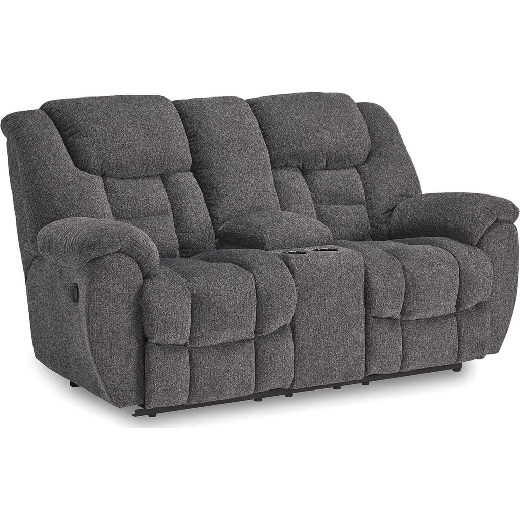 Foreside Reclining Loveseat with Console - Charcoal