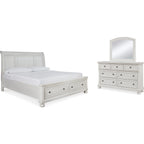 Robbinsdale 5 Piece King Sleigh Bedroom - Antique White