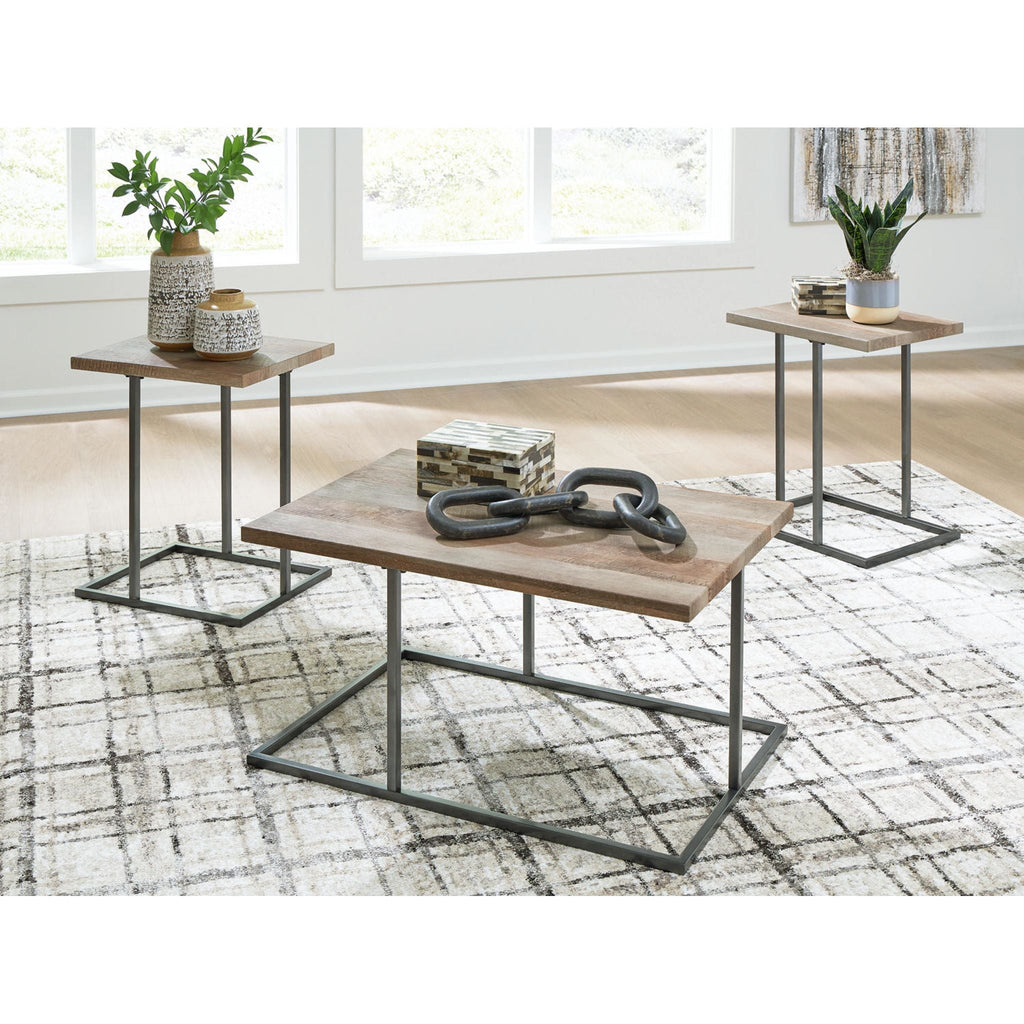 Albreane 3 Pack Tables - Grayish Brown/Black
