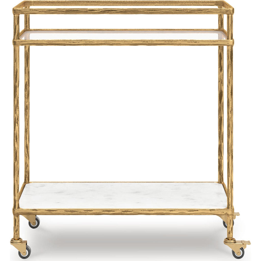 Plattfield Bar Cart - Antique Gold Finish